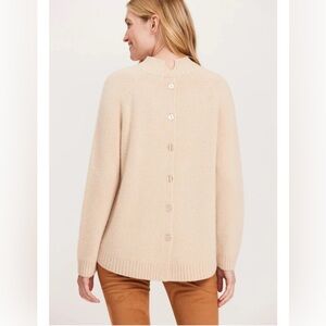 Tyler Boe Cashmere BLACK Button-Back Sweater (stock photo in cream)